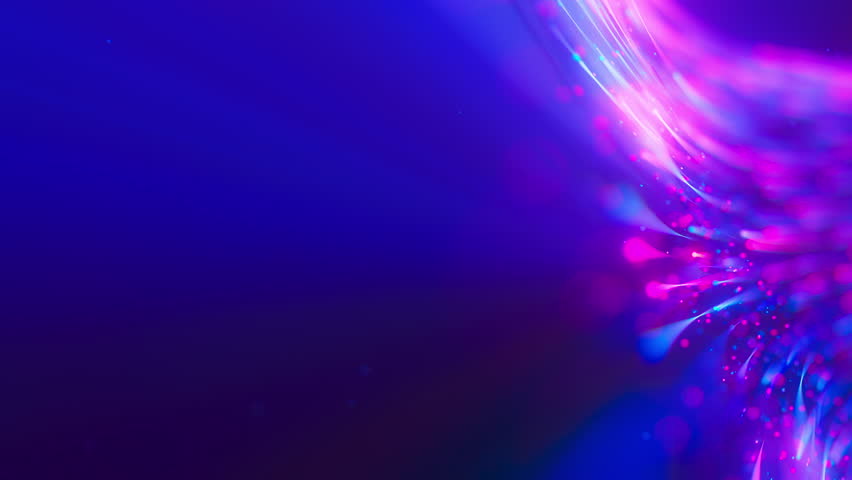 Extreme closeup of Big data light speed flow. Abstract digital data stream of quantum computing. Cyberspace of qubit trail waves. Modern tech information transmission.