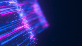 Closeup of Big data light speed warped flow. Abstract digital data stream of quantum computing. Cyberspace of qubit trail waves. Modern tech information transmission. - Powered by Shutterstock - Get 15% off with code: PIKWIZARD15