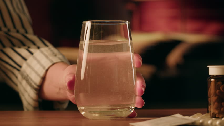 Effervescent tablet vitamin C aspirin nutritional supplements in glass with yellow carbonated water, sport medication, healthy morning. Healthy vitamins D drugs