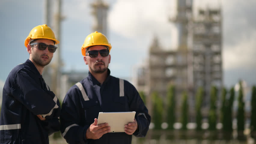 Refinery industry, engineer working in industrial production, oil and gas refinery plant industry factory, Petrochemical plant