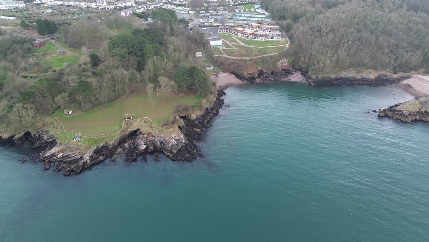 Drone view of the sea around the coast of Brixham.
Fishcombe Cove, Brixham, Devon, UK 6th March 2025