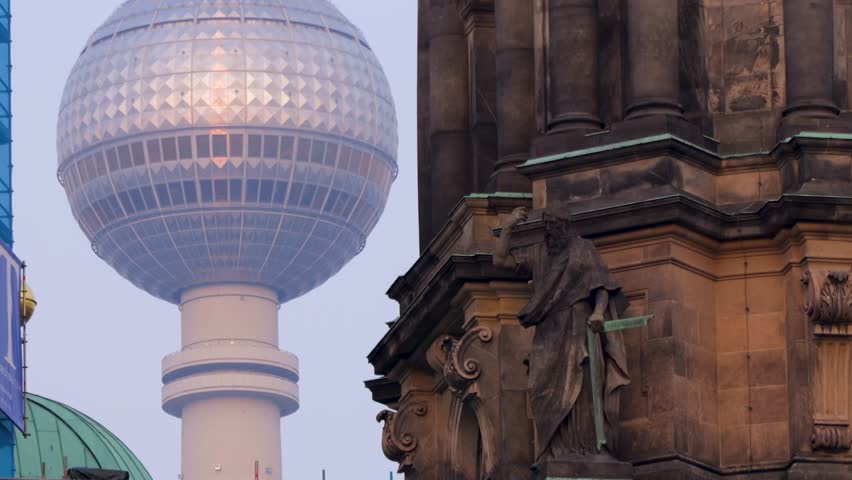 germany capital berlin city center buildings brandenburg gate dom and reichstag with german and europaian union flag