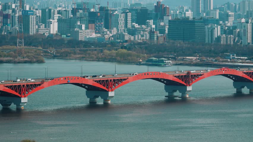 Traffic on the roads of Seoul, the capital of South Korea