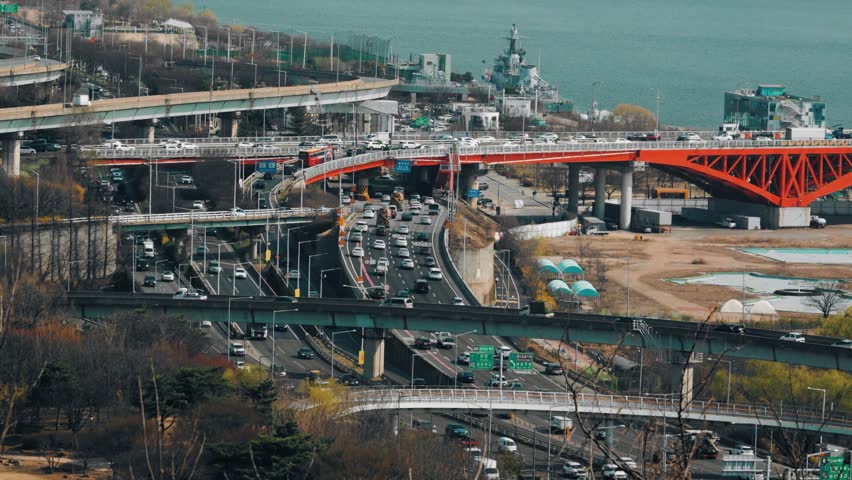 Traffic on the roads of Seoul, the capital of South Korea