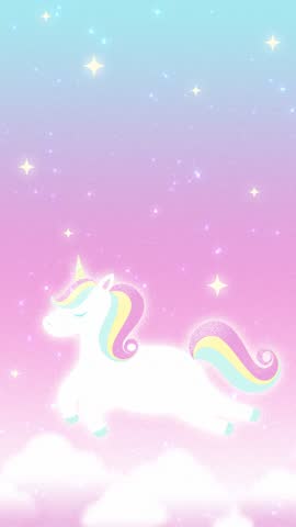 fairy background with a flying unicorn in the rainbow sky animation for Birthday, Baby Shower, etc.