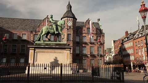 DUSSELDORF, GERMANY – MARCH 6: The statue of Ioanni Guilielmo, Jan Wellem, or John William, who ruled here in the 1700s and 1800s an important tourist attraction. March 6, 2013,  Düsseldorf, Germany

