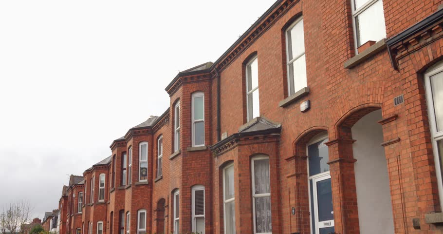 Profile view of brick architecture residential buildings in Dublin, Ireland during daytime.