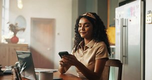 Woman, phone call and laptop in home for remote work, communication and publisher contact. Journalist, tech and reading list for creative writing, book review and planning release date at desk - Powered by Shutterstock - Get 15% off with code: PIKWIZARD15