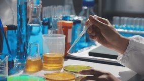 Scientist analyze biochemical samples in advanced scientific laboratory. Medical professional use microscope look microbiological developmental of viral. Biotechnology research in science lab. - Powered by Shutterstock - Get 15% off with code: PIKWIZARD15