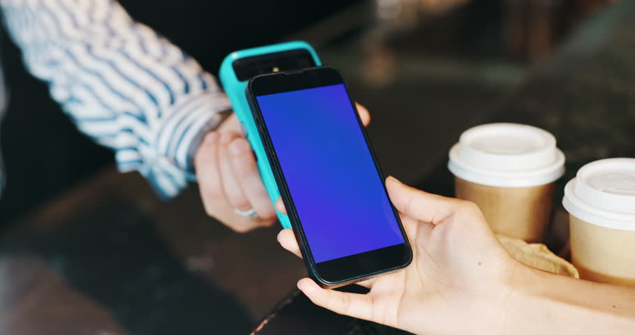 People, phone or hands of customer in coffee shop for fintech app, payment fail or checkout. Screen, low funds or barista with person for transaction rejection, error or debt in cafe or restaurant
