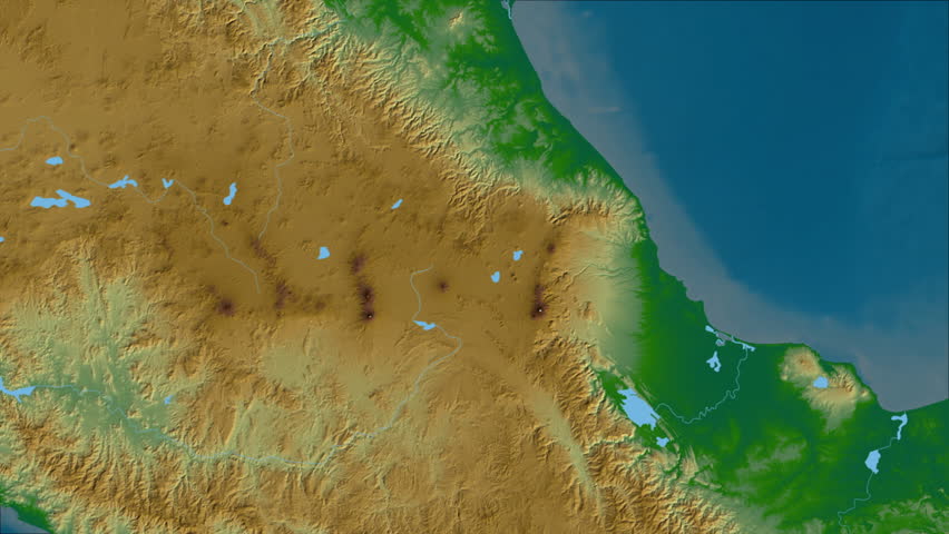 Puebla region, Mexico, extruded. Physical map