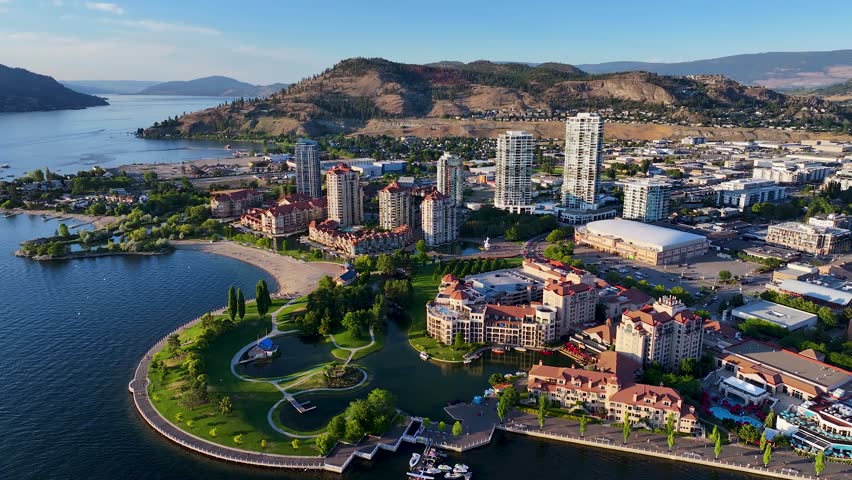 Aerial View of Downtown Kelowna BC in the Summer