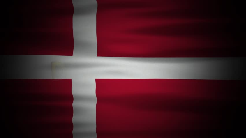 Danish republic constitution day celebration animation with golden words and waving flag background