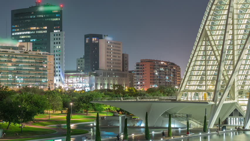 Stunning night timelapse of park near Valencia
