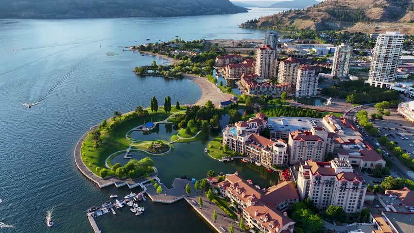Aerial View of Downtown Kelowna BC in the Summer