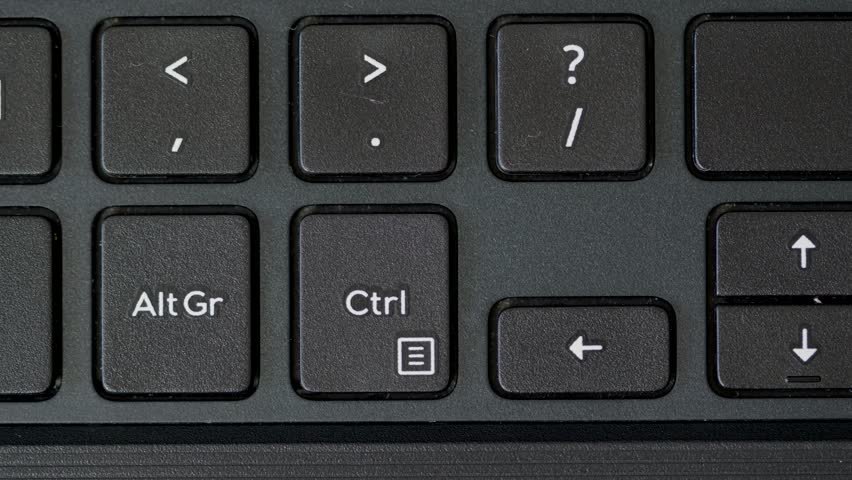 top view finger pressing ctrl keyboard button stock video