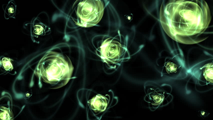 Atomic structure simulation with multiple atoms and structure compression. 60 FPS UHD.