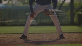 Baseball player preparing to catch with digital network overlay animation. Sports, athlete, technology, teamwork, connectivity, competition - Powered by Shutterstock - Get 15% off with code: PIKWIZARD15