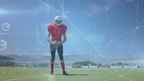 Kicking football on field, player with animation of digital network connections. Soccer, technology, innovation, virtual, athlete, sports - Powered by Shutterstock - Get 15% off with code: PIKWIZARD15