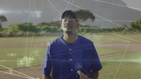 In school, baseball player in blue uniform studying animation overlay on field. Sports, athlete, technology, teamwork, competition, education - Powered by Shutterstock - Get 15% off with code: PIKWIZARD15