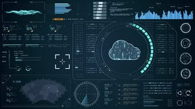 Motion graphic of Blue digital cloud computing with head up display (HUD UI) with circuit panel background and futuristic technology abstract background storage big data backup video concepts - Powered by Shutterstock - Get 15% off with code: PIKWIZARD15