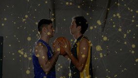 Basketball players interacting with data processing animation and network connections. technology, innovation, sports analytics, digital, futuristic, teamwork - Powered by Shutterstock - Get 15% off with code: PIKWIZARD15