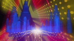 Colorful animation of digital cityscape with vibrant lights and geometric patterns. Technology, futuristic, urban, neon, architecture, abstract - Powered by Shutterstock - Get 15% off with code: PIKWIZARD15