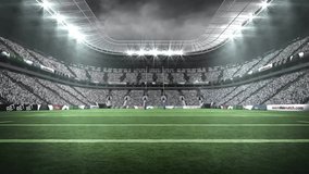 Futuristic digital network animation overlaying empty stadium for football game. Technology, artificial intelligence, innovation, sports, virtual, data - Powered by Shutterstock - Get 15% off with code: PIKWIZARD15