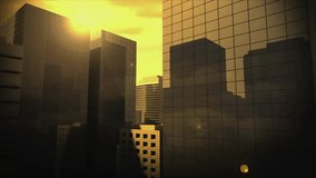 Animation of game controller icon hovering over cityscape at glowing sunset. Gaming, technology, virtual, digital, futuristic, entertainment - Powered by Shutterstock - Get 15% off with code: PIKWIZARD15