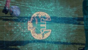 Soccer players on field with digital data processing animation overlay. Sports, teamwork, technology, analytics, strategy, competition - Powered by Shutterstock - Get 15% off with code: PIKWIZARD15