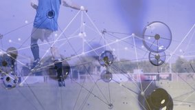 Soccer player on field with network connections and data processing animation. Football, technology, digital, connectivity, innovation, analytics - Powered by Shutterstock - Get 15% off with code: PIKWIZARD15