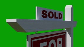 Rotating Pan of Sold For Sale Real Estate Sign Over A Green Screen. - Powered by Shutterstock - Get 15% off with code: PIKWIZARD15