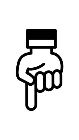 Cartoon style pointing finger icon. loop animation. (vertical, white background)