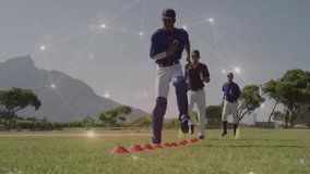 Training on field, baseball players with digital network connections animation. sports, teamwork, technology, innovation, athletic, connectivity - Powered by Shutterstock - Get 15% off with code: PIKWIZARD15