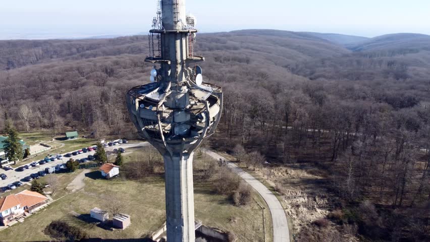 View of the TV tower, bombed by NATO in 1999, Irishki venac, Frushka, Novi Sad, Serbia, Europe