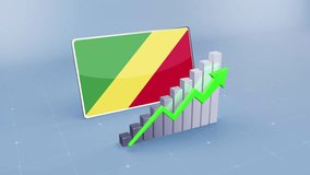 Congo Republic Country Flag and Bar Chart Graph Showing Increasing Values a Green Arrow Developing Country Concept. Flag of the Congo Republic - Powered by Shutterstock - Get 15% off with code: PIKWIZARD15