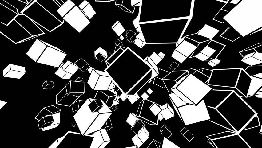 VJ Abstract Cube, black and white, particle, simple 3d render loop
