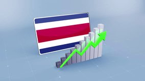 Costa Rica Country Flag and Bar Chart Graph Showing Increasing Values a Green Arrow Developing Country Concept. Flag of the Costa Rica - Powered by Shutterstock - Get 15% off with code: PIKWIZARD15