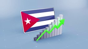 Cuba Country Flag and Bar Chart Graph Showing Increasing Values a Green Arrow Developing Country Concept. Flag of the Cuba - Powered by Shutterstock - Get 15% off with code: PIKWIZARD15