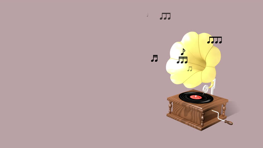 Loop-Ready File  - Musical Notes and Gramophone Motion Background | Animated Floating Notes, Expanding Horn Speaker