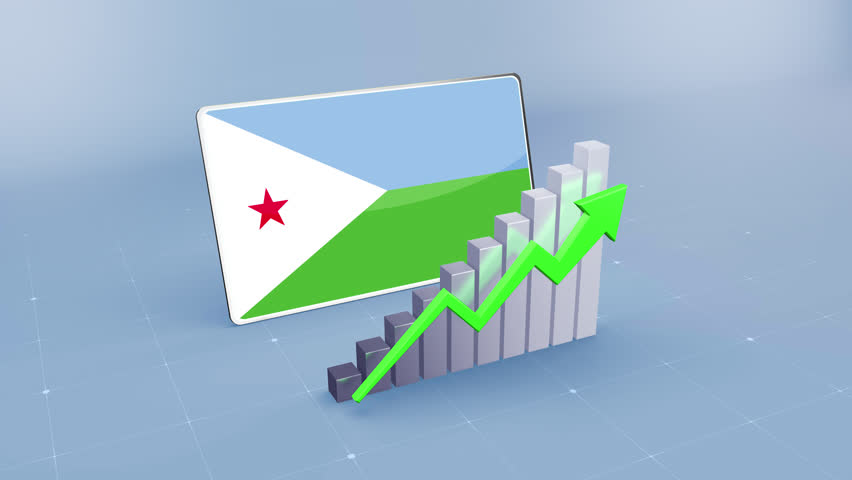 Djibouti Country Flag and Bar Chart Graph Showing Increasing Values a Green Arrow Developing Country Concept. Flag of the Djibouti - Powered by Shutterstock - Get 15% off with code: PIKWIZARD15