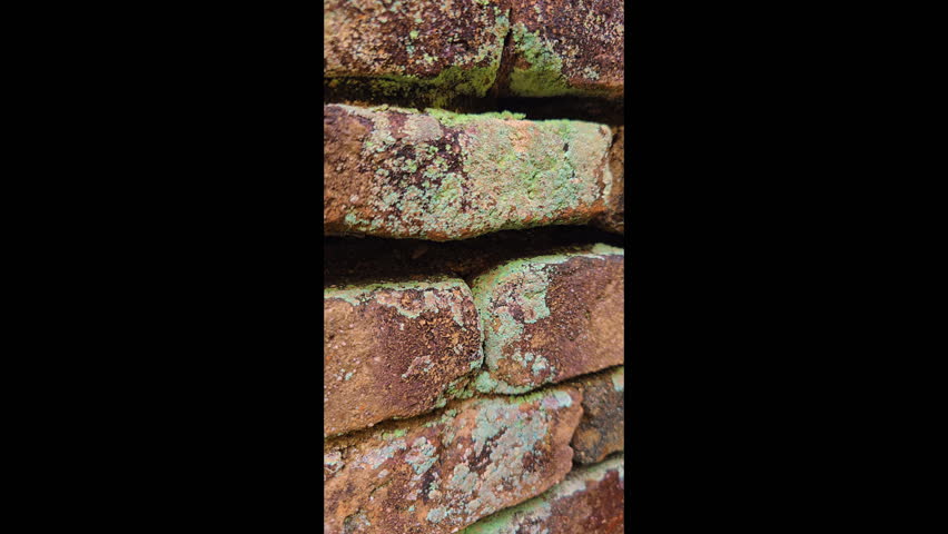 Ancient brick wall of archaeological site, Thailand.