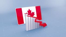 Canada Country Flag and Bar Chart Graph Showing Decreasing Values a Red Arrow Economic Crisis Concept. Flag of the Canada - Powered by Shutterstock - Get 15% off with code: PIKWIZARD15