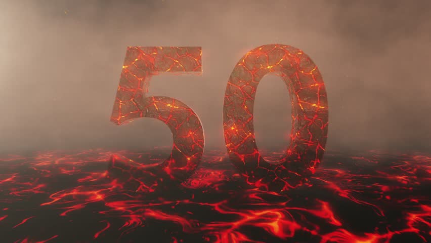 Hot Burning Lava Number 50 Over a Volcanic Molten River