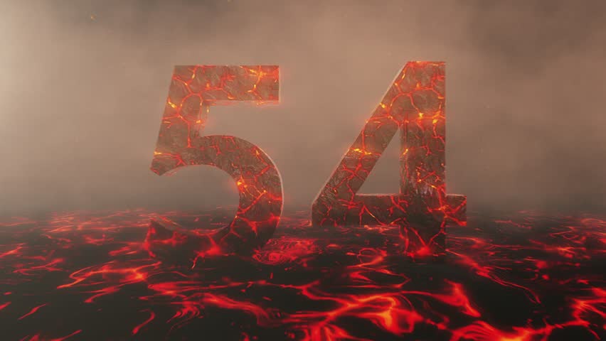 Hot Burning Lava Number 54 Over a Volcanic Molten River