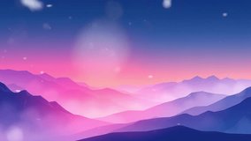 Sunset over Mountains with Snowflakes - Sky Animated Illustration - Powered by Shutterstock - Get 15% off with code: PIKWIZARD15