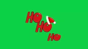 "HO HO HO" appears in festive red text on a vibrant green background, with the middle "O" adorned with a cheerful Santa hat. A playful animation celebrating Christmas - Powered by Shutterstock - Get 15% off with code: PIKWIZARD15