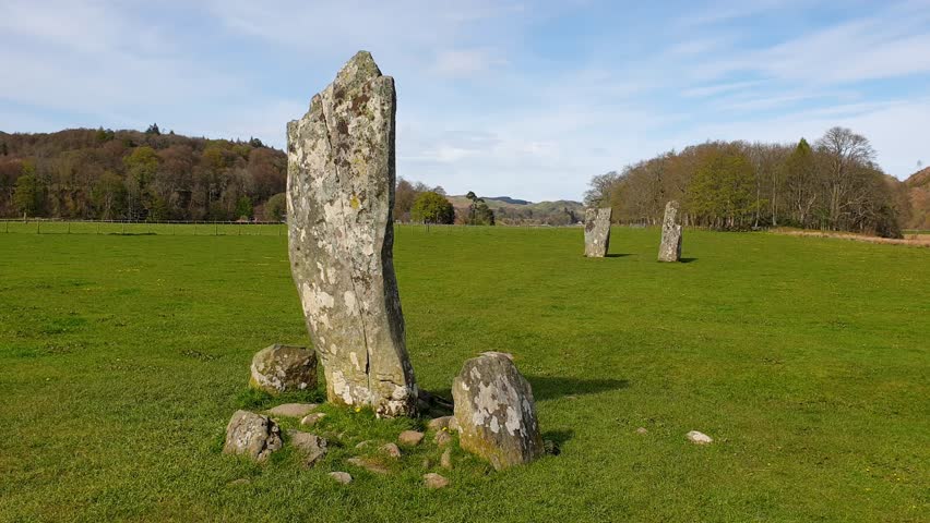 Ancient stone monuments Neolithic and Bronze Age site in Kilmartin Glen, Scotland UK