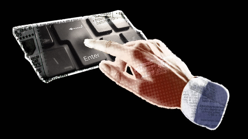 A hand Clickin Enter button - Isolated Paper-cut Element with alpha channel embedded. The part between the unfolding and folding part  is loopable with the help of  your editing software.
