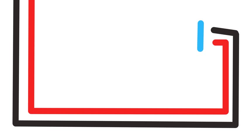  The frame is formed by an angular double line that only partially encircles the canvas space.